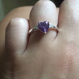 Simple sterling silver & purple heartstone ring.